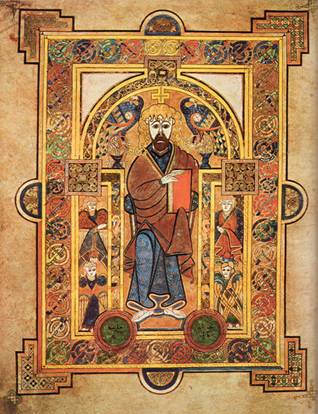 Christ Enthroned  ca. 800  Book of Kells  Trinity College  Dublin